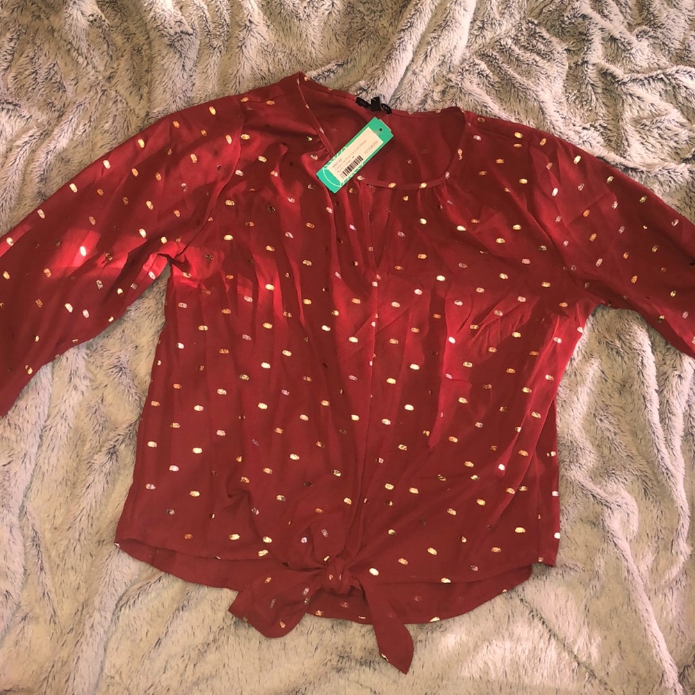 Casiya foli print tie front blouse